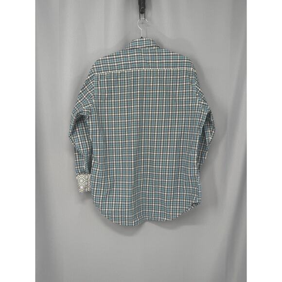 Robert Graham Shirt Mens Medium Blue Gray Plaid Long Sleeve Button Flip Cuffs - Picture 2 of 15